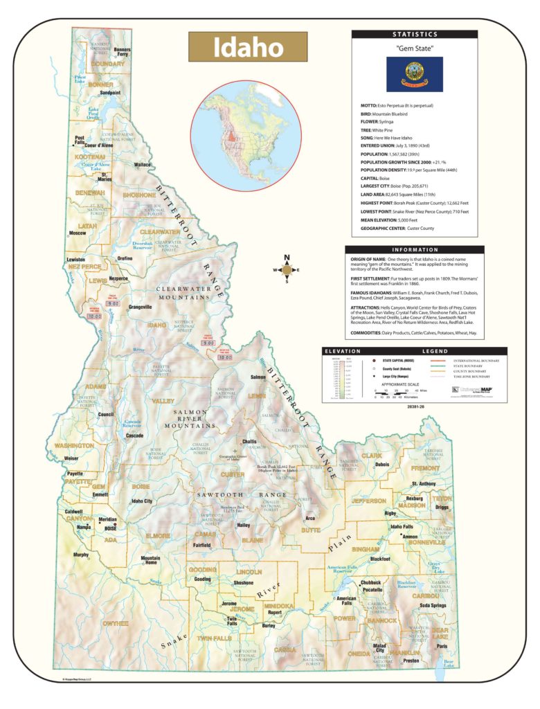 idaho shaded relief map