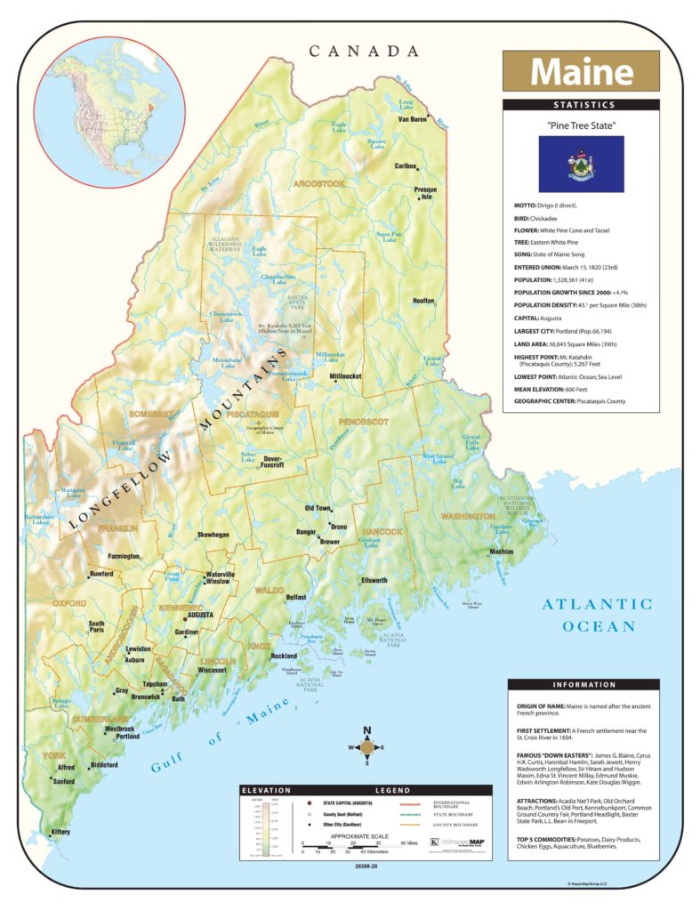 maine shaded relief map