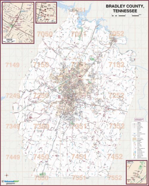 Cleveland Tn City Limits Map Cleveland & Bradley Co, Tn Wall Map – Kappa Map Group