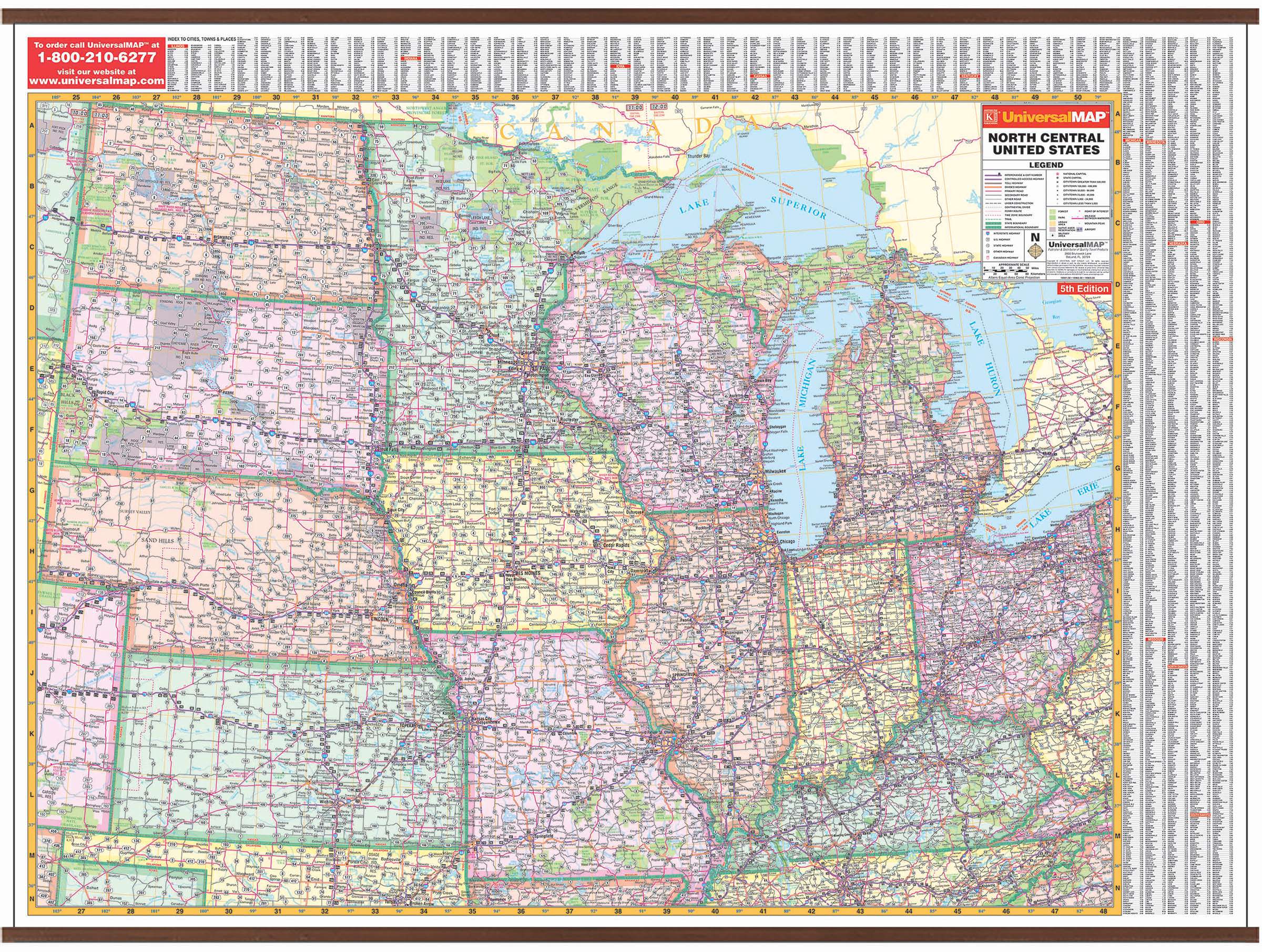 central united states map Us North Central Wall Map Kappa Map Group central united states map