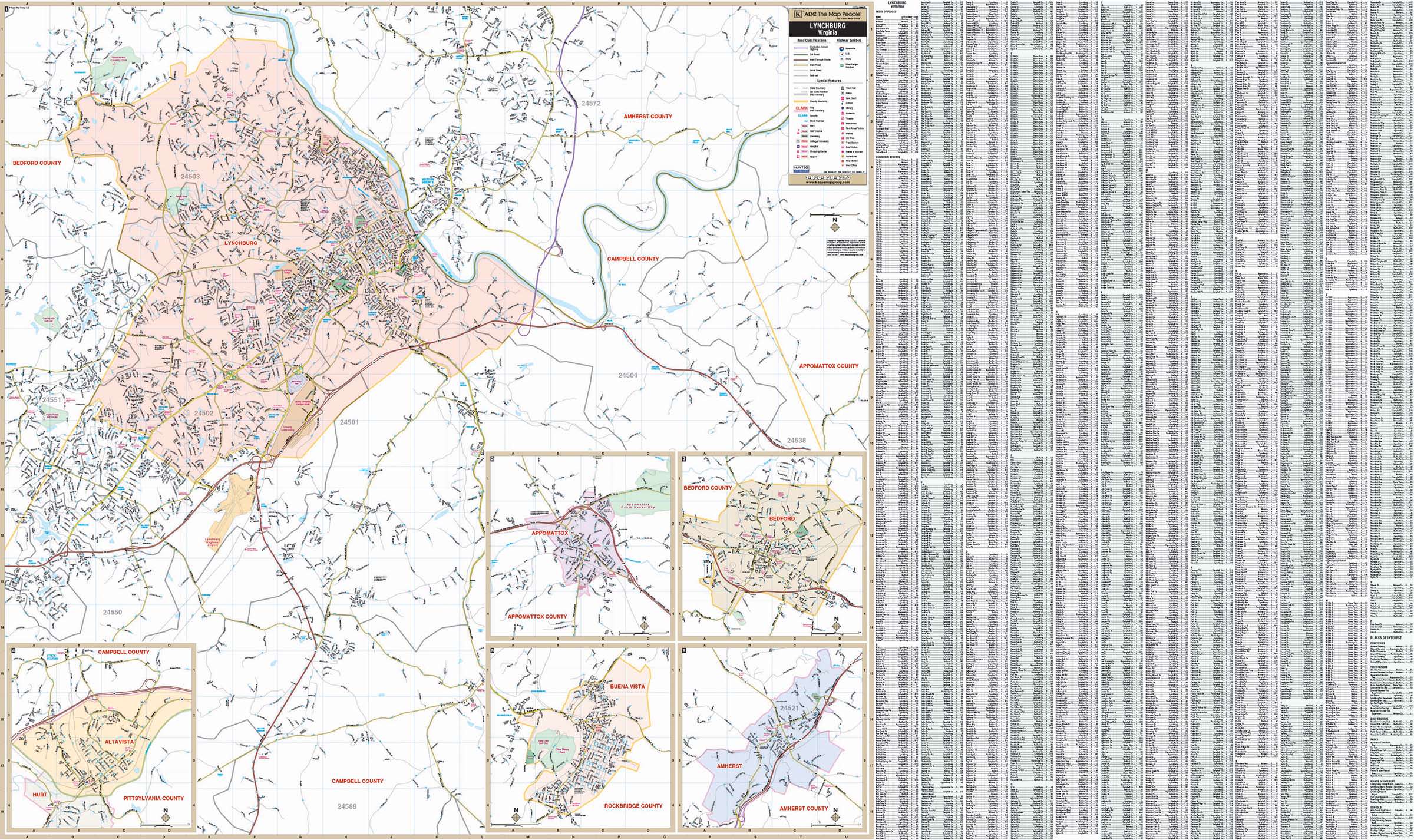 Lynchburg Va Gis Map Lynchburg, Virginia Wall Map – Kappa Map Group