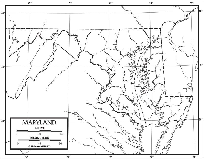 Maryland Outline Map 50 Pack Kappa Map Group