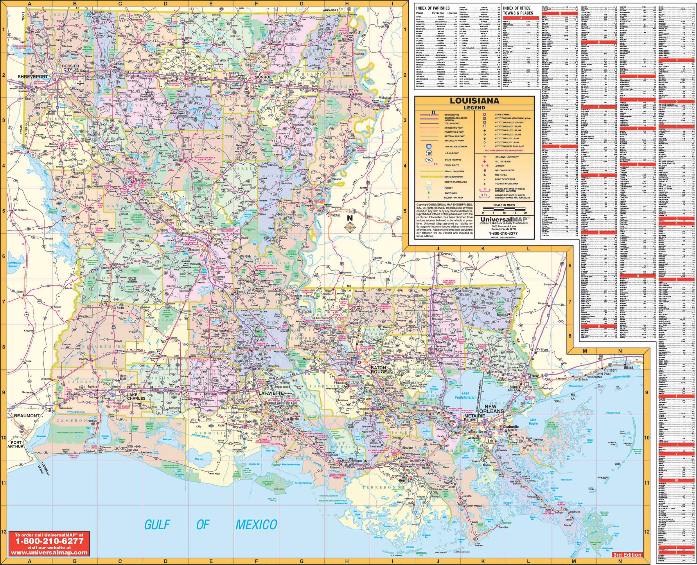 Louisiana Wall Map Railed – KAPPA MAP GROUP