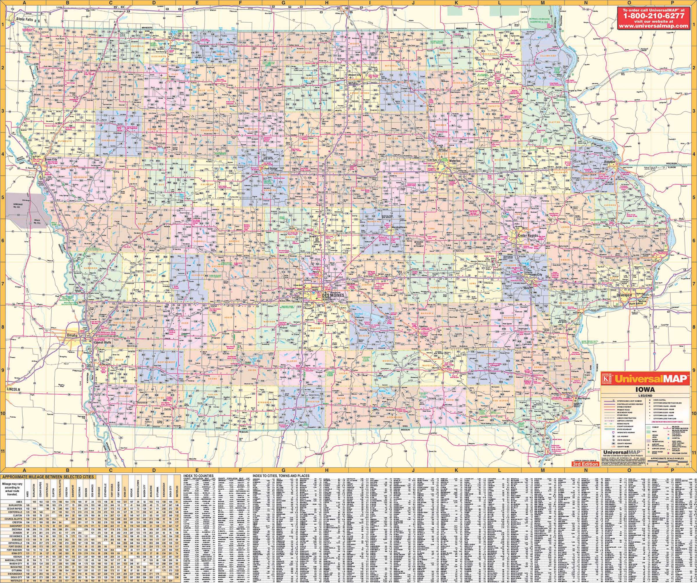 IA Wall Map Details about   Cedar Rapids