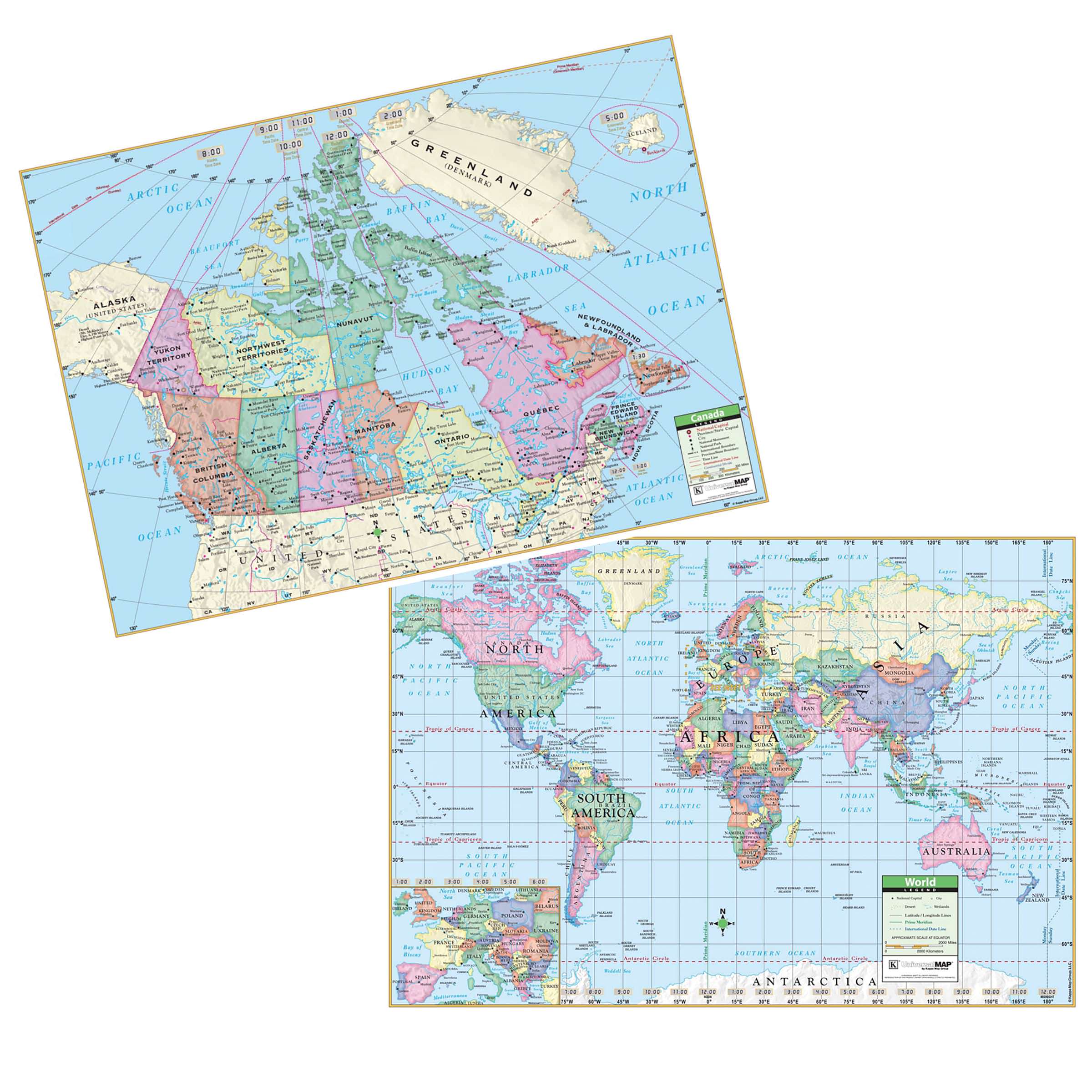canadaworld rolled map combo laminated