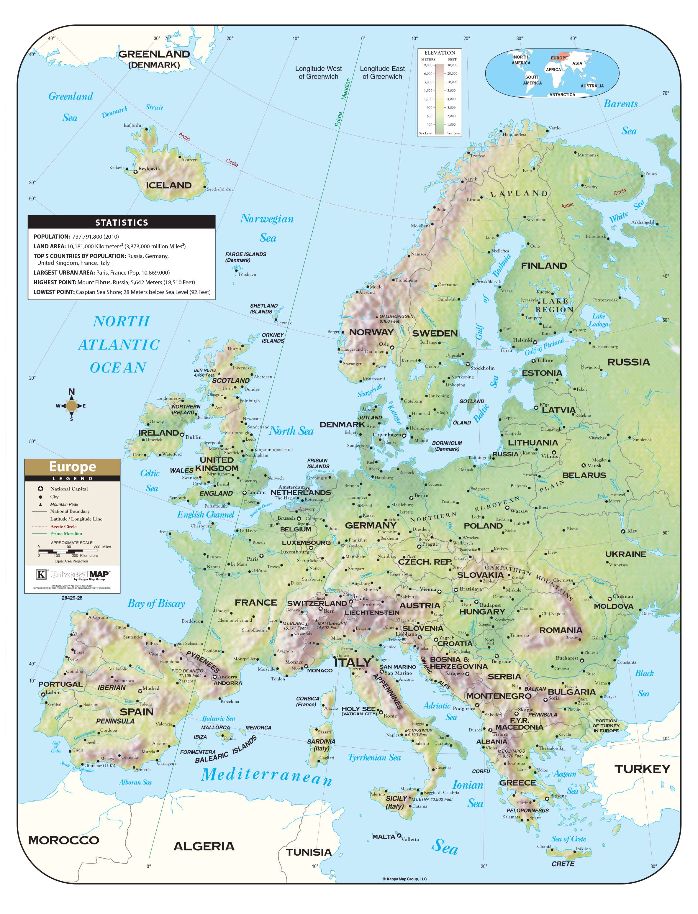 Physical Map Of Europe And Asia