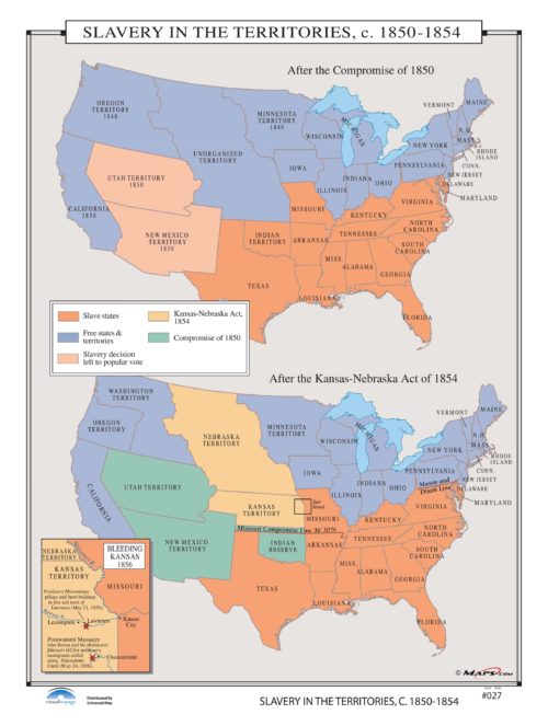 Kansas Nebraska Act Of 1854 Map 027 Slavery In The Territories, 1850-1854 – Kappa Map Group