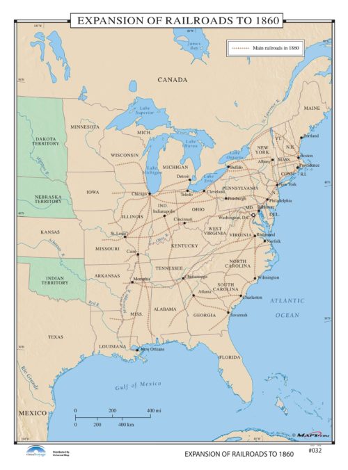 Map Of Railroads In 1860 032 Expansion Of Railroads To 1860 – Kappa Map Group