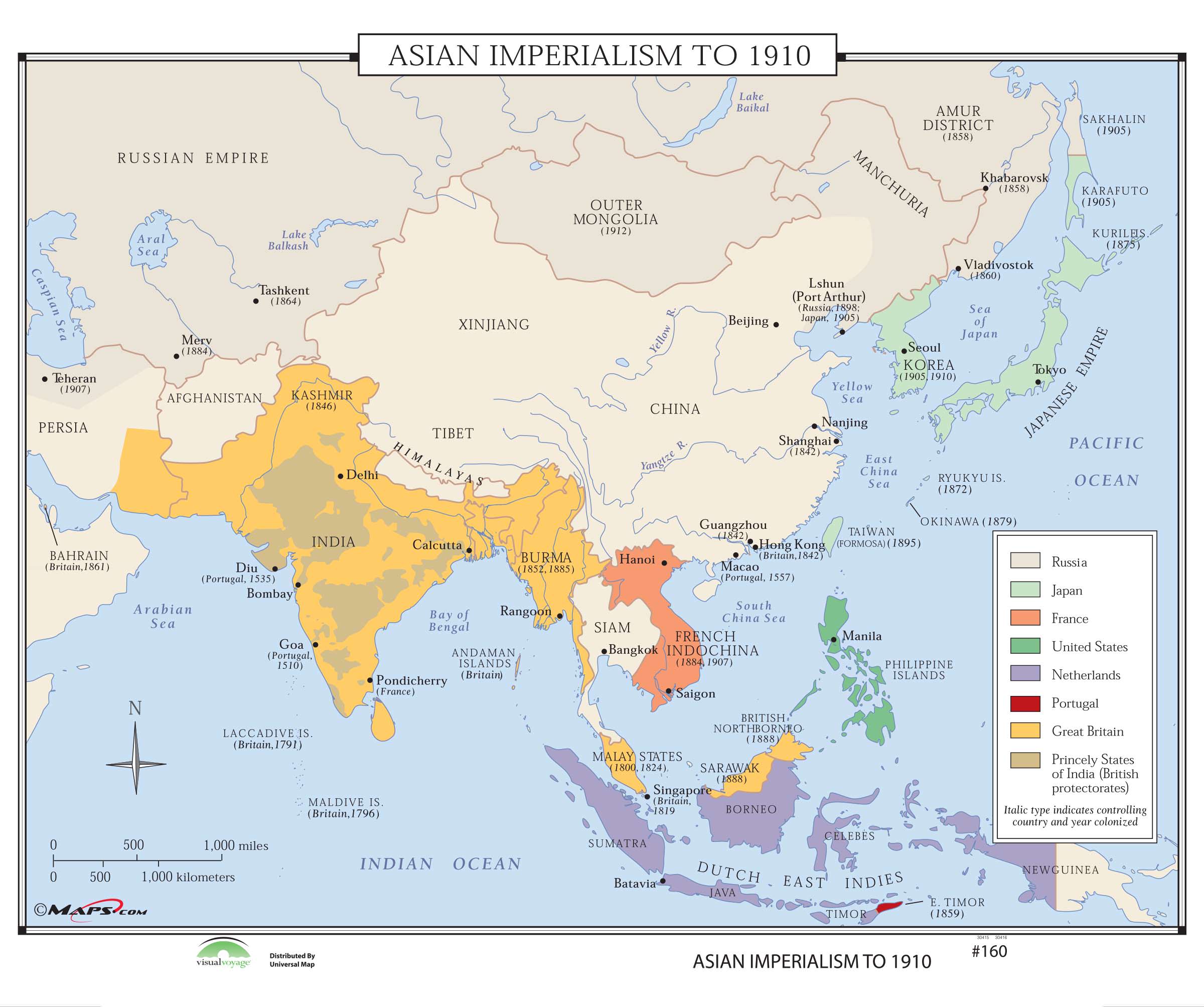 Imperialism Map Of Asia - Cities And Towns Map